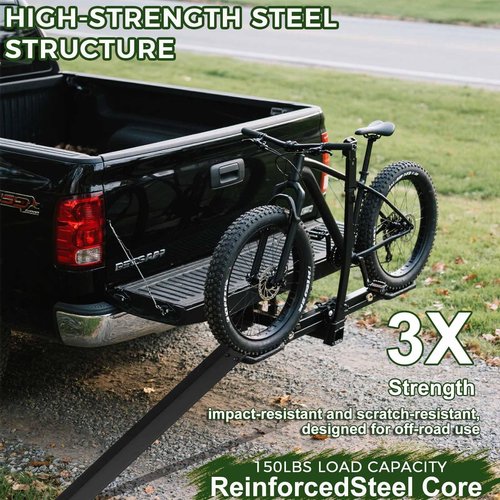 Upgraded Heavy Duty Bike Rack Loading Ramp with Two Types of Hooks, Mopeds Ramps, Foldable E-Bike Ramp, Compatible with YE/RL Ebike Rack and Kuat/CC Vehicle-Mounted Bicycle Racks Holds Up to 150 LBS