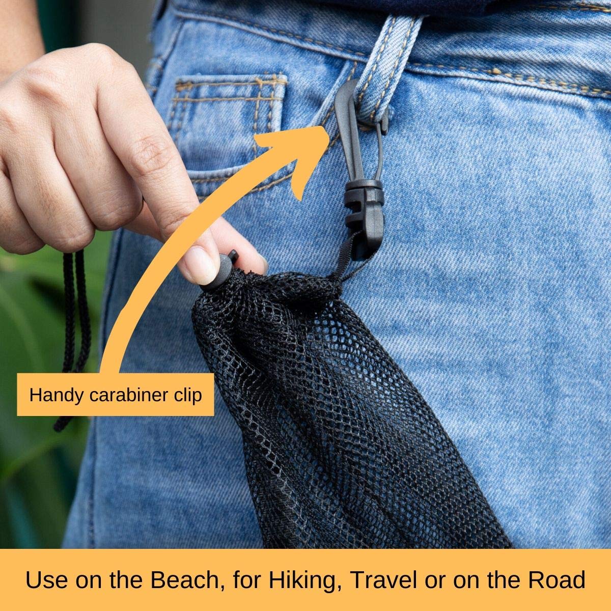 PALTERWEAR Small Mesh Bag with Clip and Toggle Closure (Set of 4, Black, 7 x 9 Inch) for Watersports Trekking Sailing
