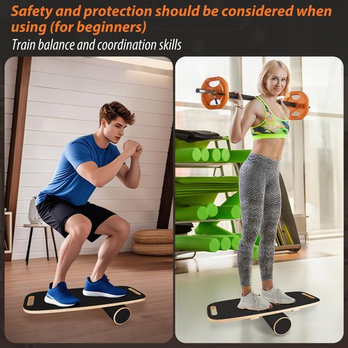 Balance Board for Adults | Wobble Board with Adjustable Stoppers - 3 Different Distance Options | Wooden Balance Boards for Improve Balance, Surf Trainer & Physical Therapy