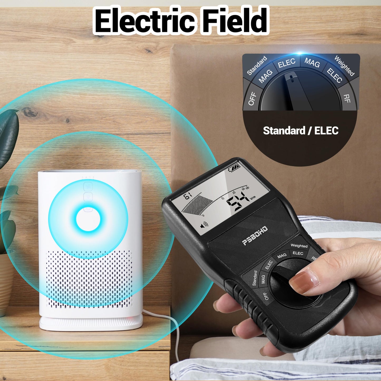 PSB0H0 EMF Meter, 3-in-1 Multi-Field Electromagnetic Radiation Detector for EF RF MF, WiFi Signal Detector, for Home&Office EMF Measurement Devices, Ghost Detectors, EMF Detector Tester