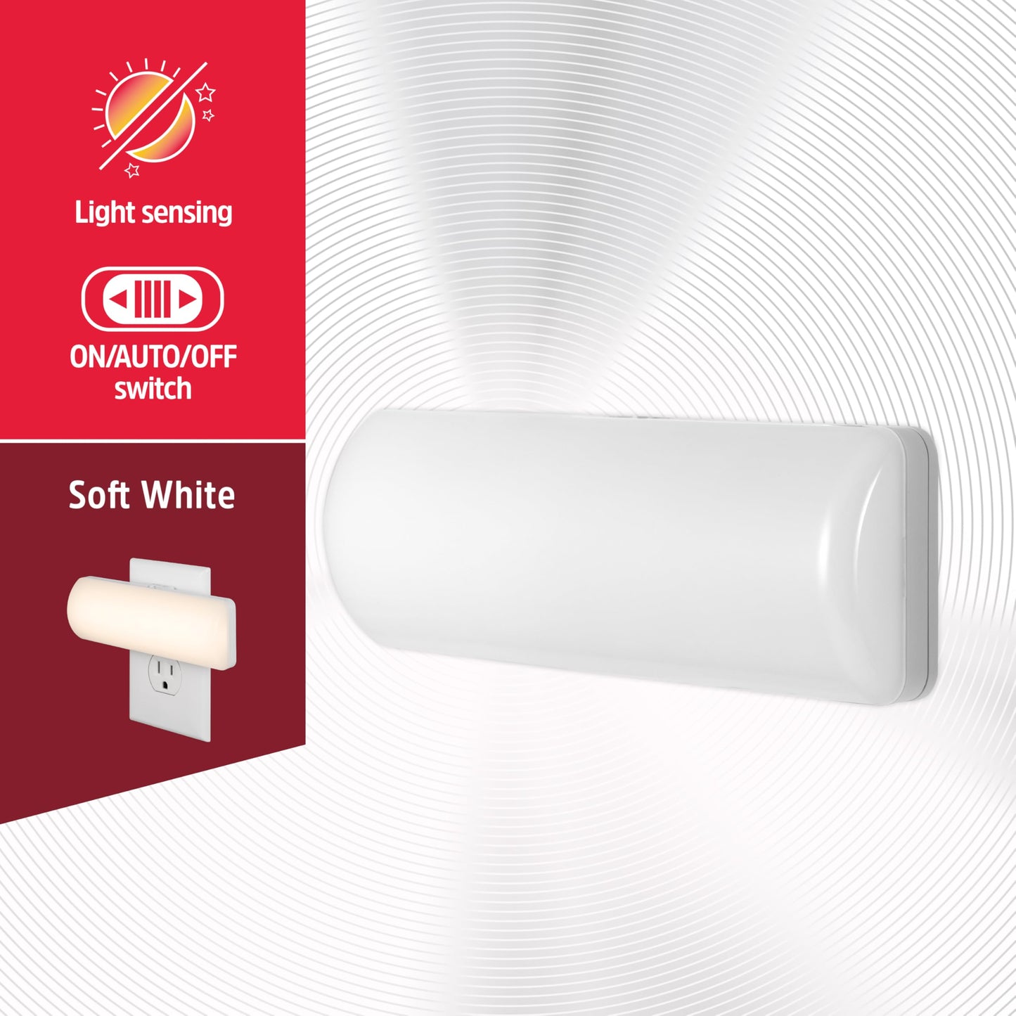 Energizer Ultrabrite LED Light Bar, 100 Lumens, 1 Pack, High/Low/Off Switch, Plug-in, Night Light, Ideal for Dark Spaces, Bedroom, Bathroom, Kitchen, Hallway, Basement White, 81573