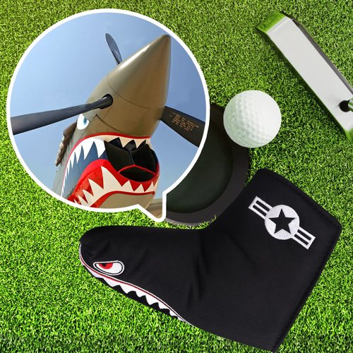 BIG TEETH Golf Blade Putter Cover Headcover Club Protector Magnetic Bar Closure Lucky Putter Cover for Scotty Cameron Taylormade Odyssey (Shark)