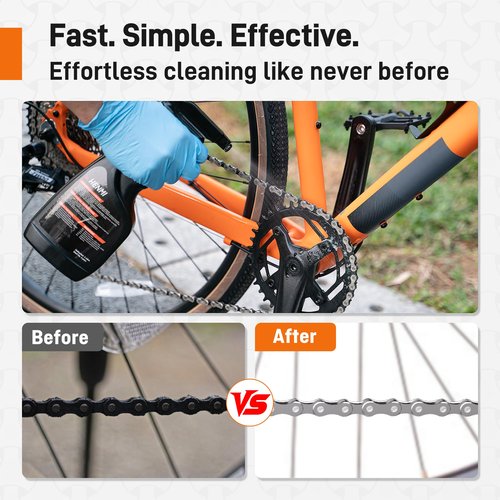 HENMI Bike Cleaning Kit and Chain Oil Lubricant with Bicycle Degreaser 500ML,Bike Chain Lube 100ML,Cleaner Brush Tool,Rear Cogs,Chainrings,Suitable for All Types