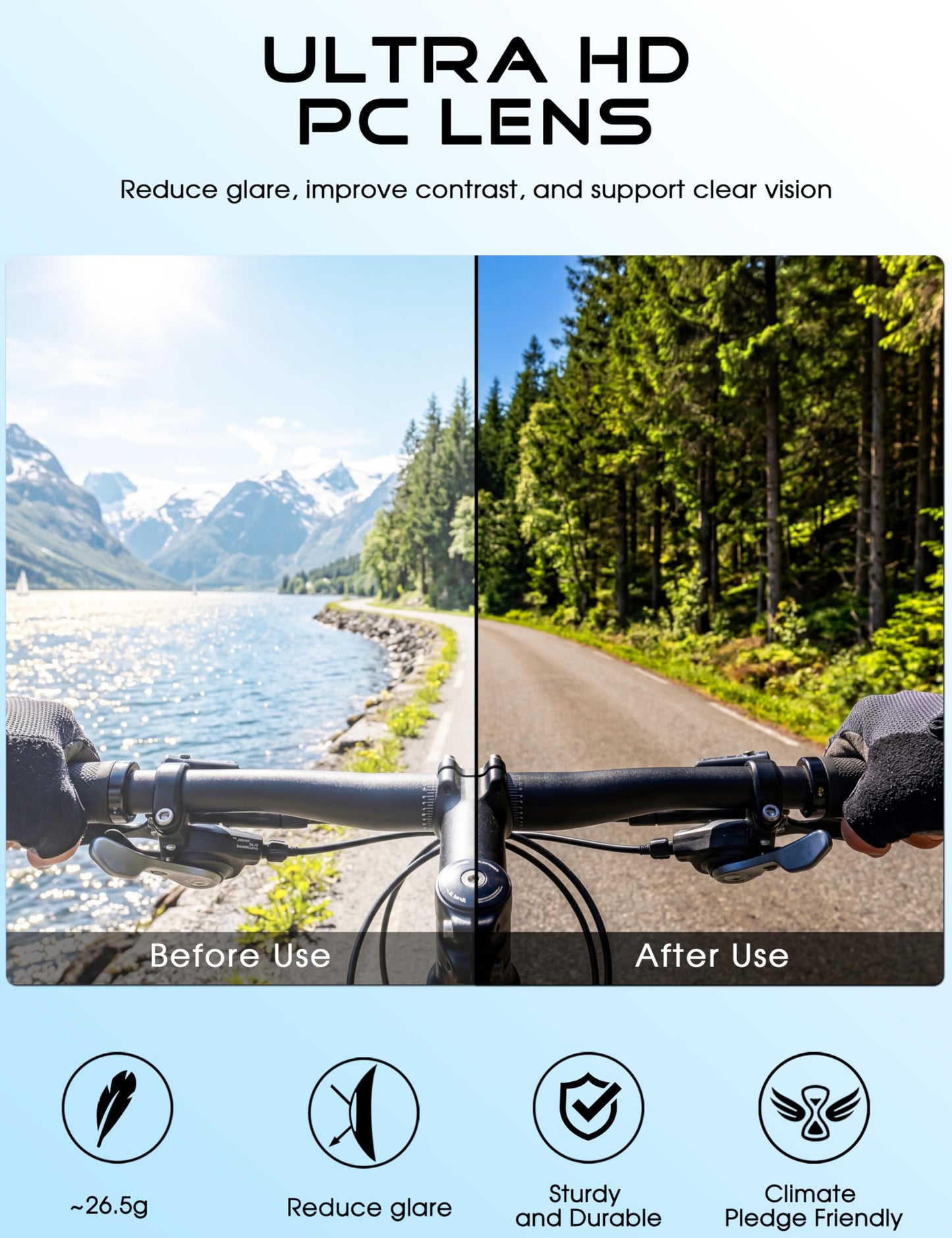 ATTCL 0.9 oz Men Women Sports Sunglasses Lightweight for Cycling Running WP
