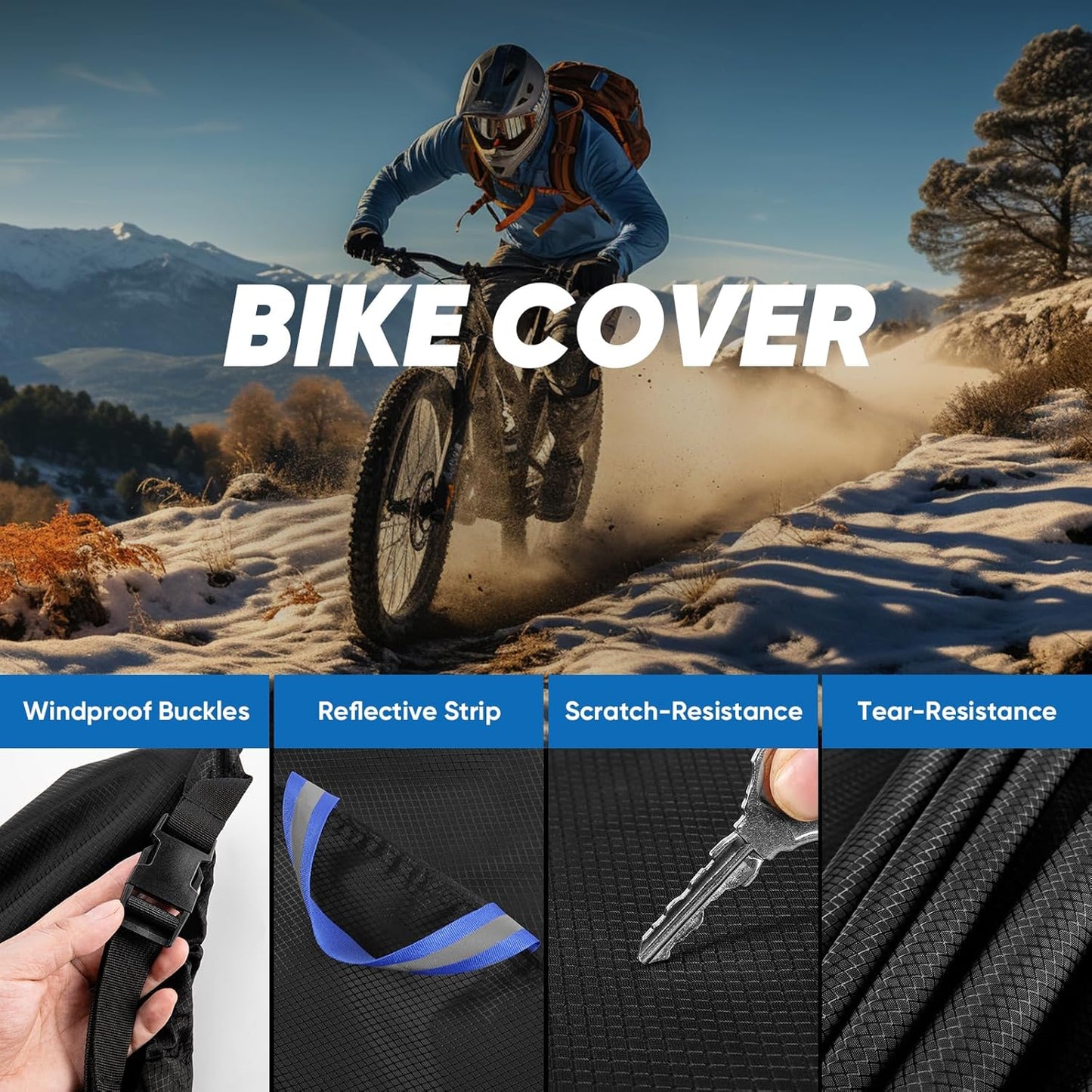 Skiennix Bike Cover for 2 Bikes - Heavy Duty Waterproof Protection | 900D Fabric with Windproof Design