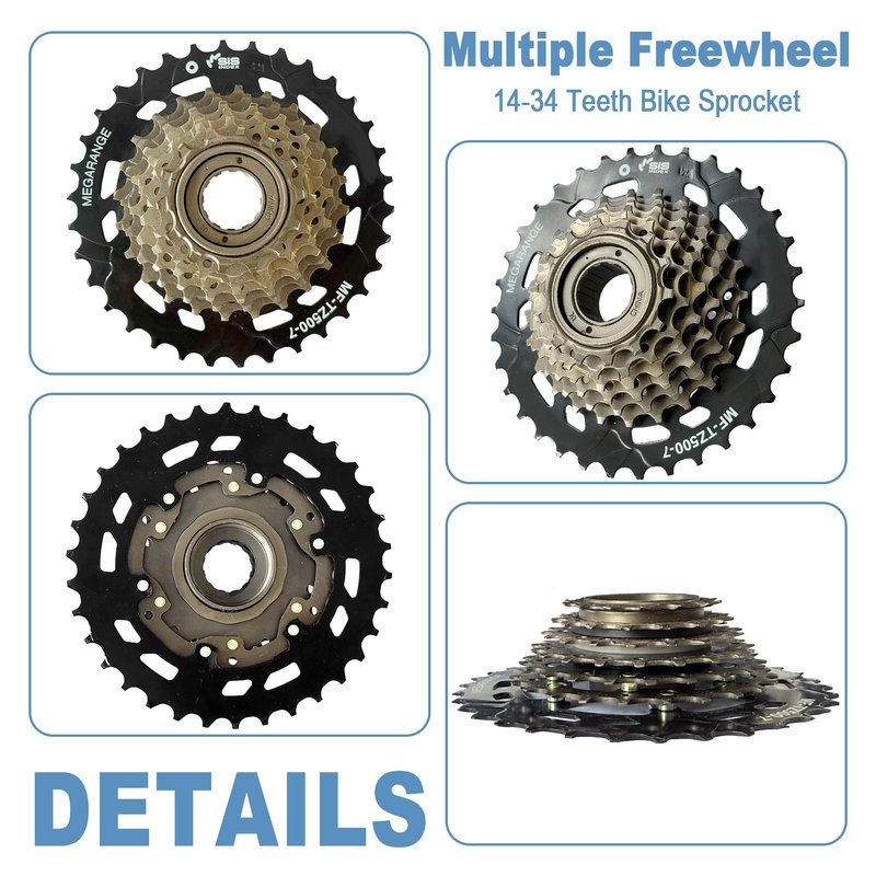 Aikolesa MF-TZ500-7 Bicycle Freewheel, 7 Speed Bike Freewheel, 14-34T Multiple Freewheel Cycling Replacement Part