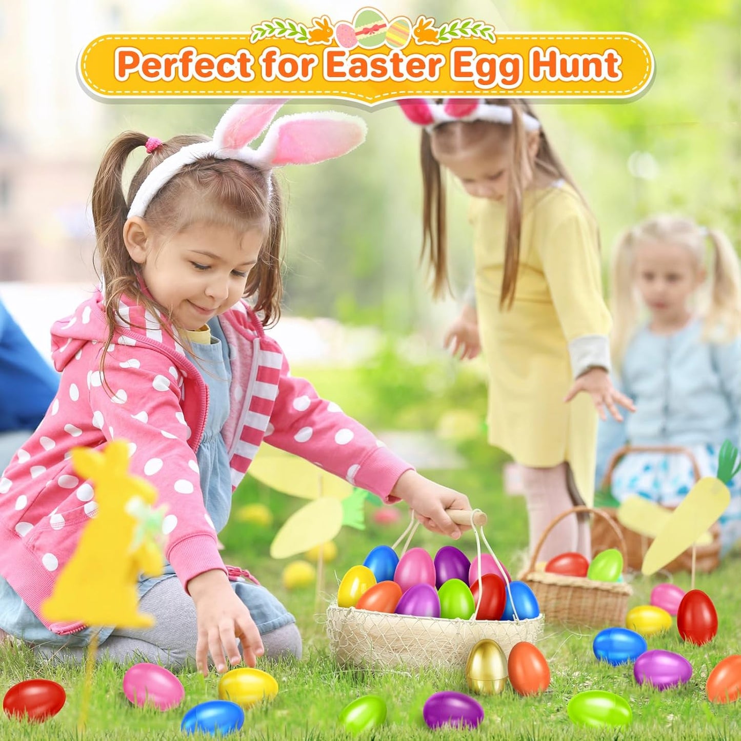 SpringFlower 60 Pcs Colorful Unfilled Easter Eggs - 2.3” Plastic Eggs with 1 Golden Egg for Candy & Treats