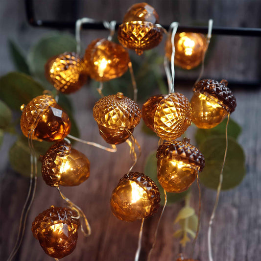 Battery Operated Acorn String Lights 10FT 30 LED, Waterproof Fall Fairy Lights Warm White Glow for Thanksgiving and Halloween Decorations, Autumn Acorn Garland for Indoor Outdoor Patio Decor
