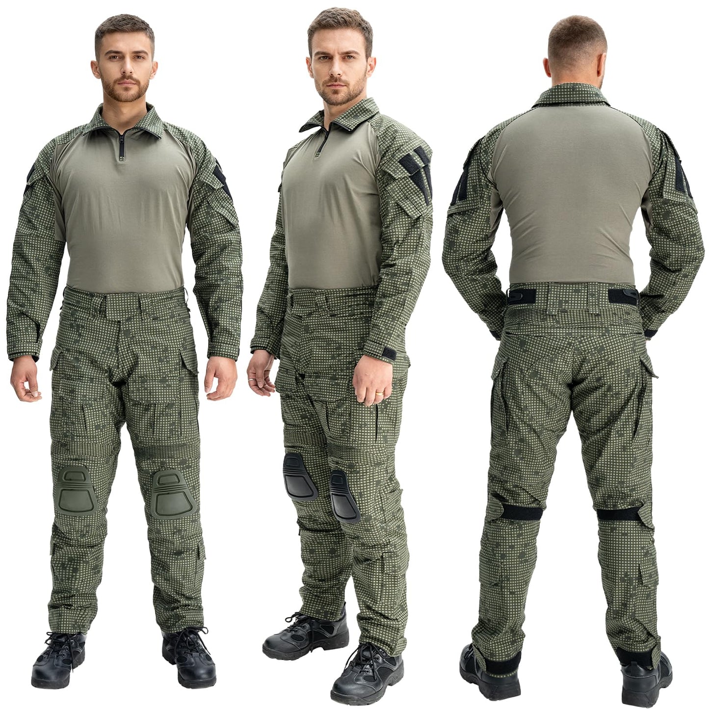 IDOGEAR Men G3 Combat Uniforms Set with Knee & Elbow Pads Camouflage Clothing(DNC,Medium)