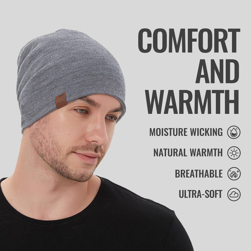 ACUSHLA 100% Merino Wool Cuff Beanie for Men & Women Knit Winter Hat Unisex Watch Cap Skull Wrap for Cold Weather, Mid-Grey