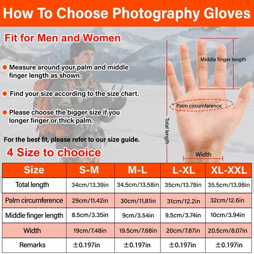 Heated Gloves for Men Women,Photography Gloves with Rechargeable 7.4V 3000mAh Battery,Flip Tech Finger Caps with Magnets,Hand Warmer in Winter Cold Weather for Drone/Fishing/Hunting/Motorcycle - L
