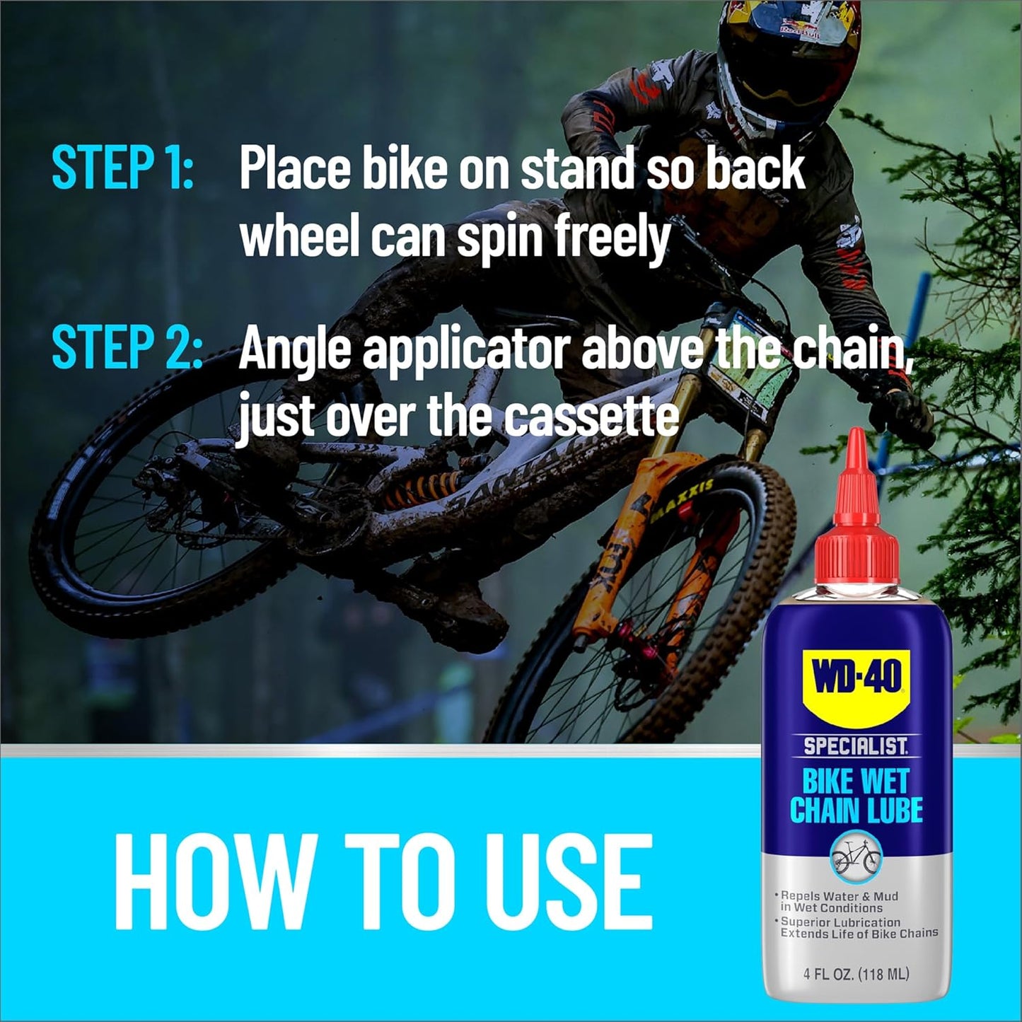 WD-40 Specialist Bike Wet Chain Lube - Premium 4 OZ Lubricant for Smooth Cycling Performance