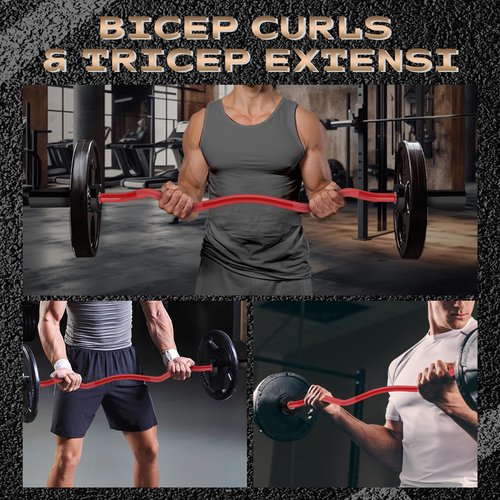 47" Olympic EZ Curl Bar - 500lb Capacity Heavy Duty Chrome Curling Bar for Biceps Triceps Workout, With 2 Spring Collars, Fits 2" Standard Weight Plates for Home & Gym Strength Training