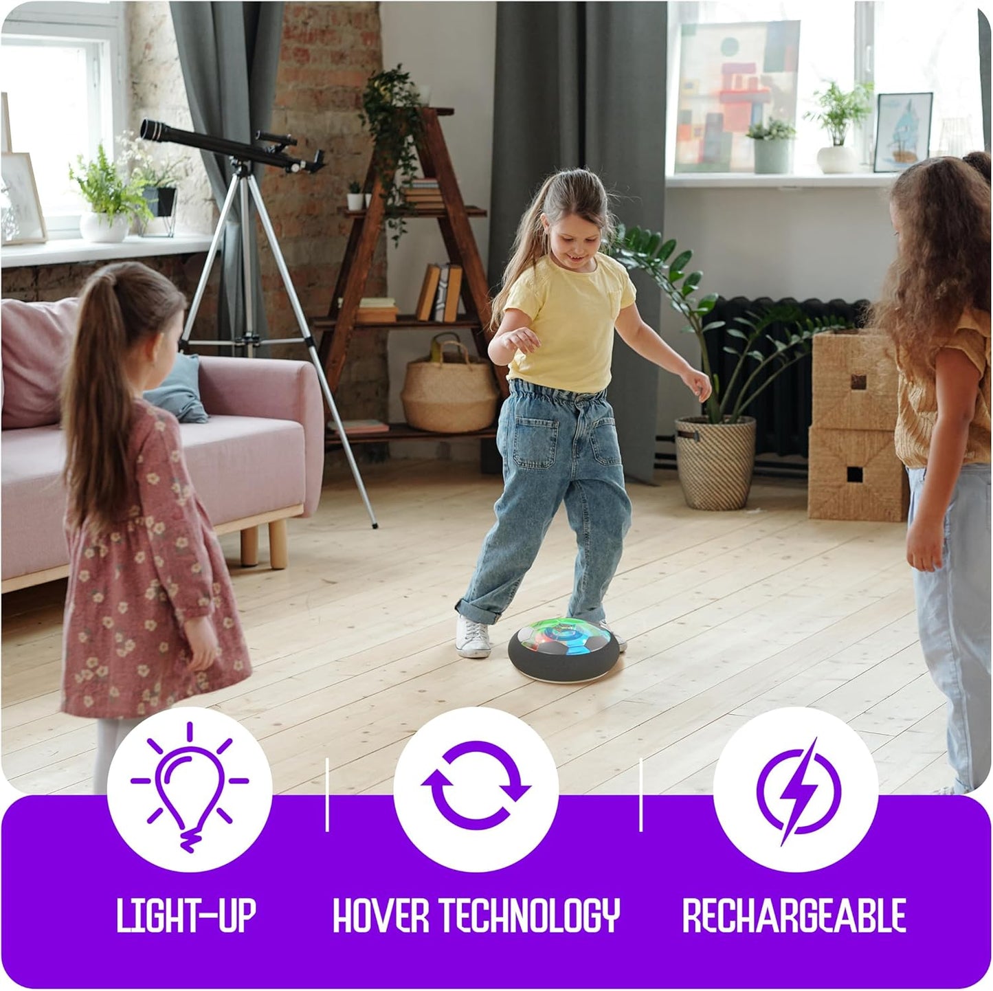 Ninja Blast Light-Up Hover Soccer Ball - Fun Indoor Toy for Kids Ages 3 to 12 | Perfect Birthday Gift