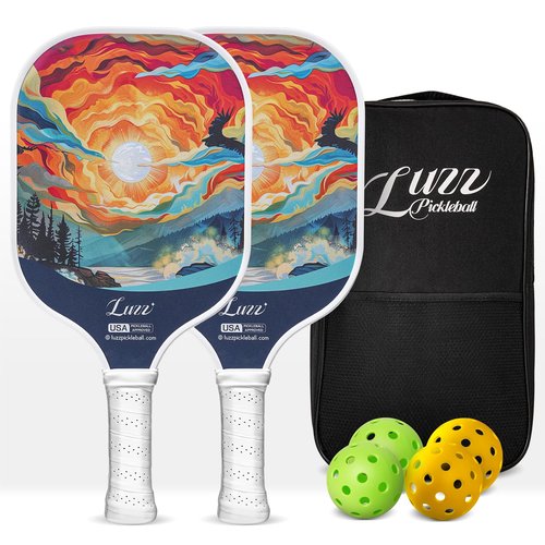 LUZZ Pickleball Paddles Set of 2, T700 Carbon Fiber Pickleball Paddle Sandblasted Surface with Honeycomb Core for Beginners Increased Spin Control Pickle Ball Rackets 2 Pack