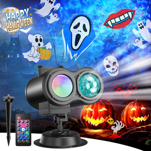 Outdoor Halloween Projector Lights - 29 Effects 2-in-1 Christmas Decorations with Remote