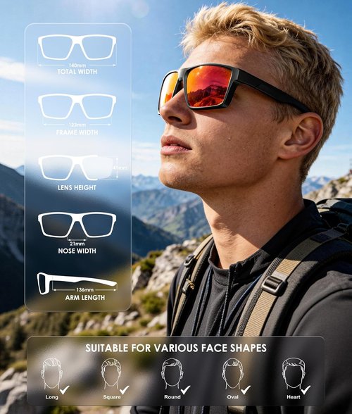 KALIYADI Polarized Sports Sunglasses for Men & Women - UV400 Protection for Driving, Running, Cycling