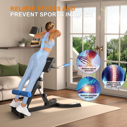 Roman Chair,Foldable Back Extension Machine,Adjustable Ab Back Extension Machine,Core Strength Trainer,Back Exercise Machine for Glute,Ab Workouts,Full All-in-One Body Workout&Home Gym Fitness