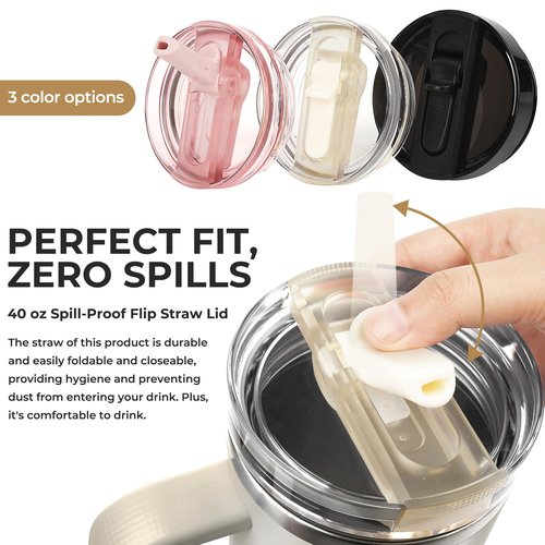 2 Pack 40oz Stanley Cup Lid Replacement - Leakproof Flip Straw Lid & Accessories Kit With 2 Lids, 2 Straws, Straw Brush, Cleaning Pry Tool for Stanley Quencher Tumbler 40oz