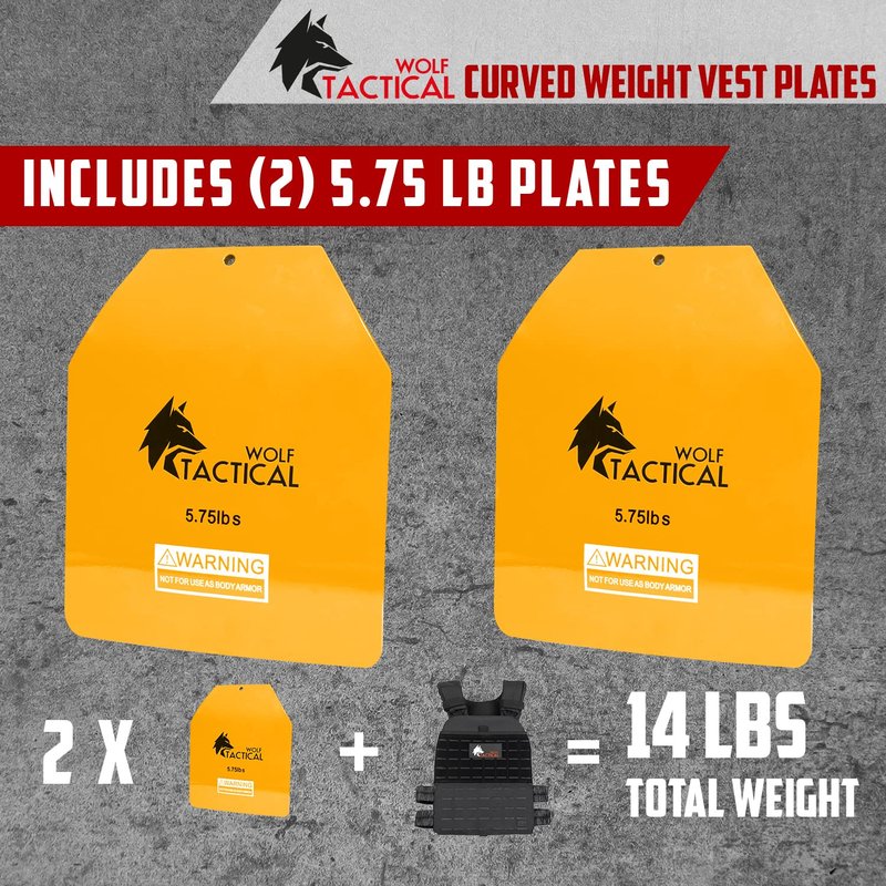 WOLF TACTICAL Curved Weight Vest Plates – 5.75/8.75/14.5LB Pairs – Contoured Ergonomic Fit – WODs, Strength Training, Running, Heavy Workouts