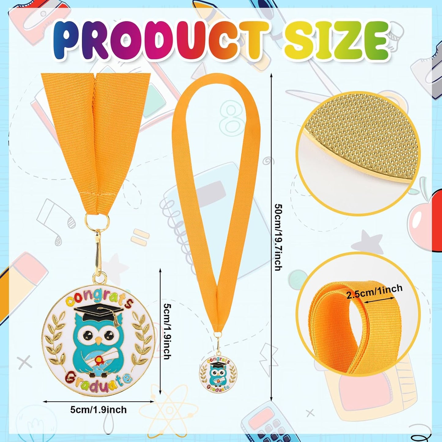 Regine Switzerland Kindergarten Graduation Medal - 2 Metal Medals with Neck Ribbon for Kids
