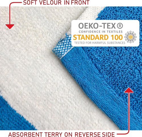 Cabana Stripe Beach & Pool Towels - Soft, Absorbent Eco-Friendly Terry & Velour | 6 Pack, 30in x 60in