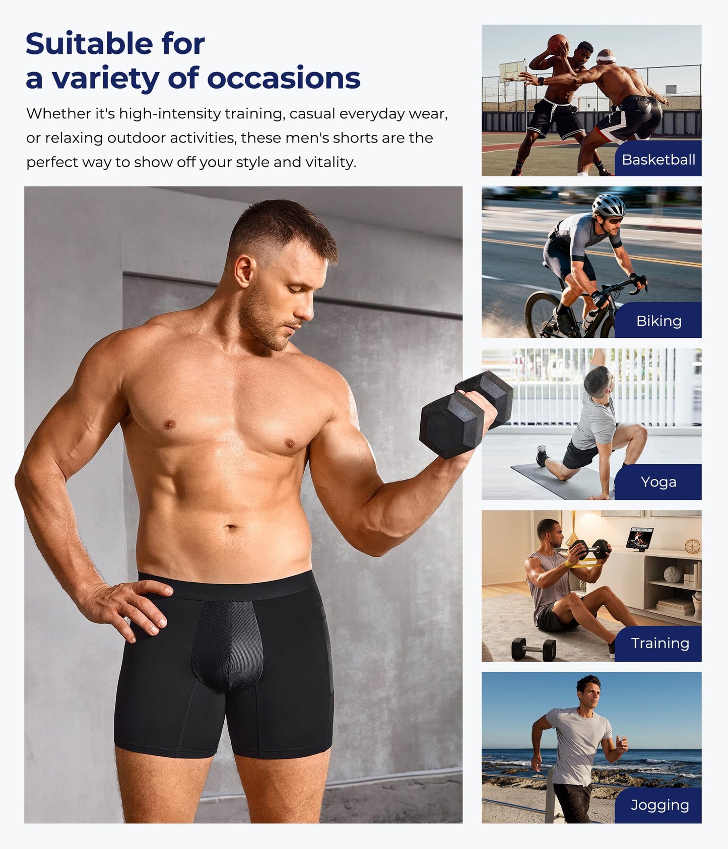 TAILONG Men's Compression Shorts with Side Pocket, Breathable Mesh Running Compression Underwear Workout Shorts for Athletic Black