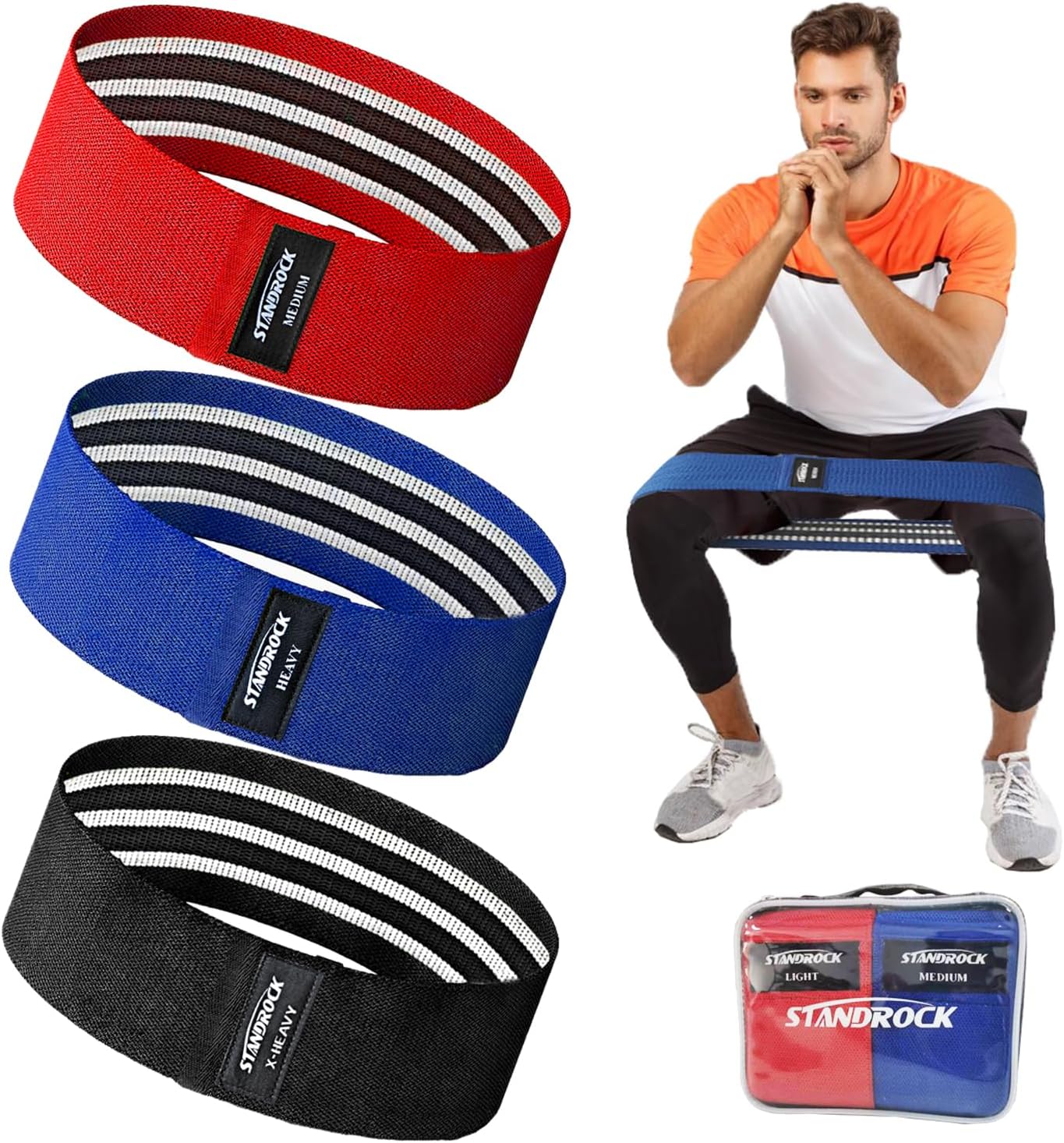 STANDROCK Fabric Resistance Bands - 3 & 4 Levels for Effective Workouts | Durable Elastic Bands for Men & Women