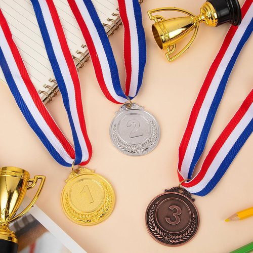 Gold, Silver & Bronze Medals by [Brand Name] - 15Pcs Award Medals for Competitions & Celebrations
