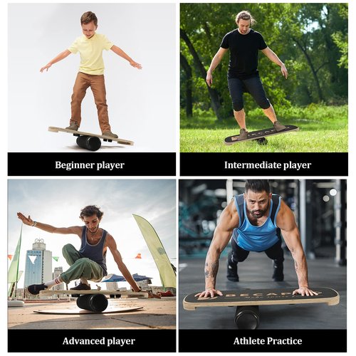 BECAPRO Balance Board Trainer, Wooden Balance Board with Adjustable Stoppers -3 Different Distance Options-Balance Exercise Equipment for Fitness Work