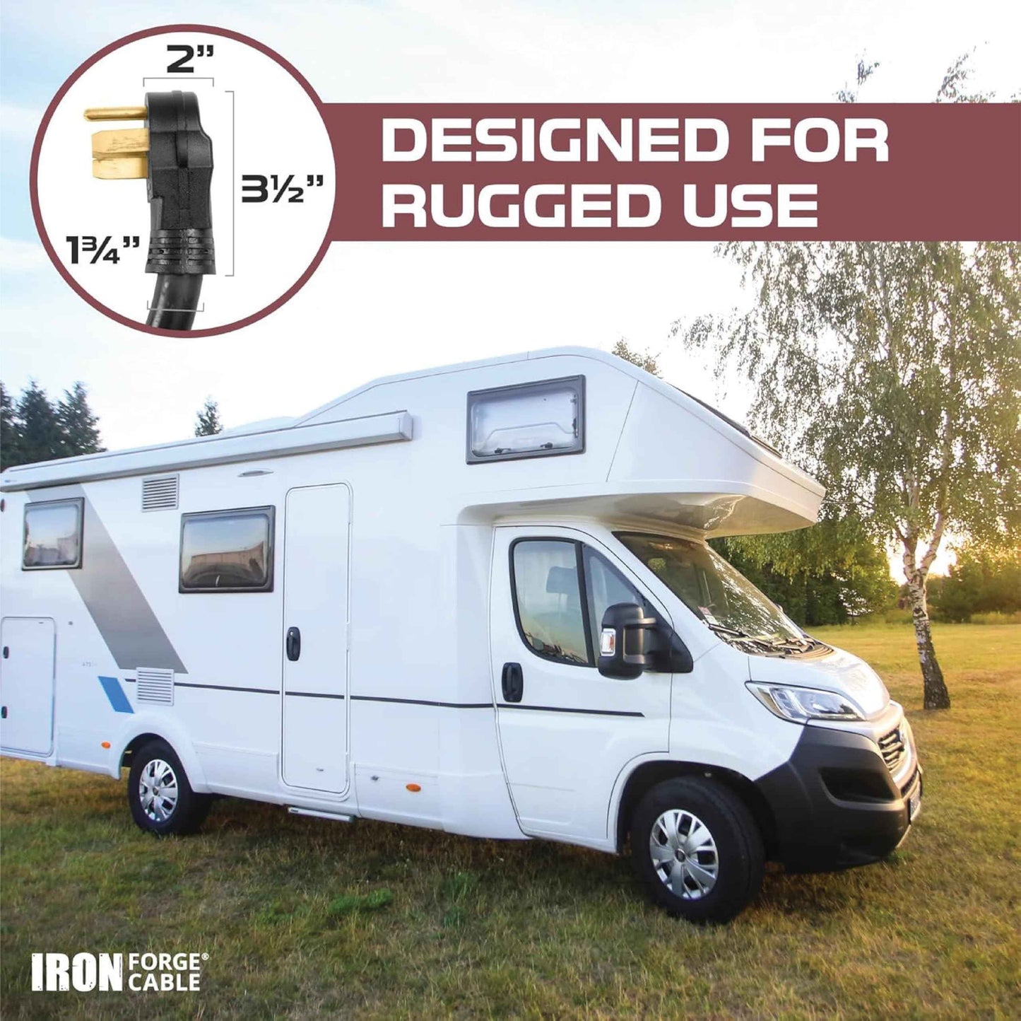 Iron Forge Cable 4 Prong Black Range Power Cord 12 ft - 50 Amp RV Extension Cord - Heavy Duty 6/8 AWG - NEMA 14-50P Flat Plug 4 Wire EV Cord