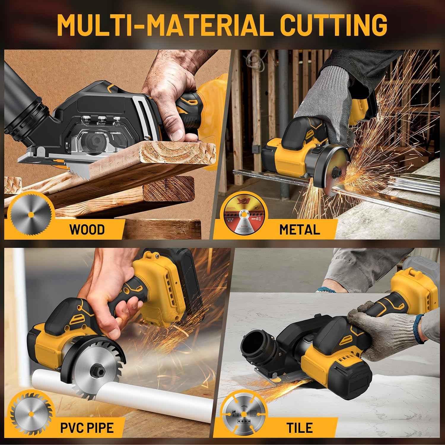 DeWalt 20V MAX Cordless Mini Circular Saw - 3 Inch Cut Off Tool with 5 Blades for Metal, Wood, Tile & Plastic