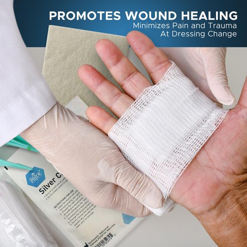 MED PRIDE Silver Calcium Alginate Wound Dressing, 10-Pack | Highly Absorbent, Nonstick, Seaweed, Easy Removal (4'' x 5'' Silver)
