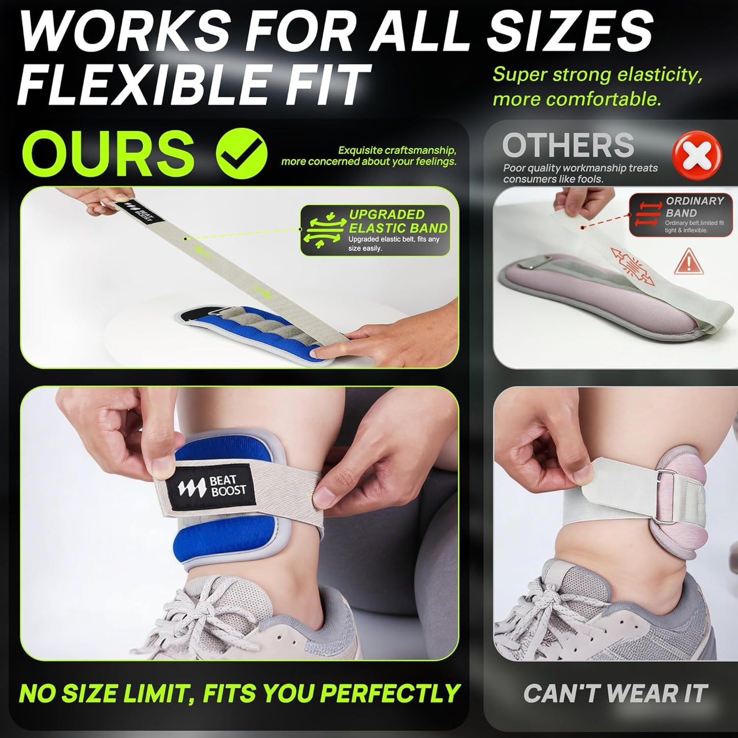 Skiennix Ankle Wrist Weights - Adjustable Arm & Leg Weight Set for Walking & Pilates | 1-10 Lbs