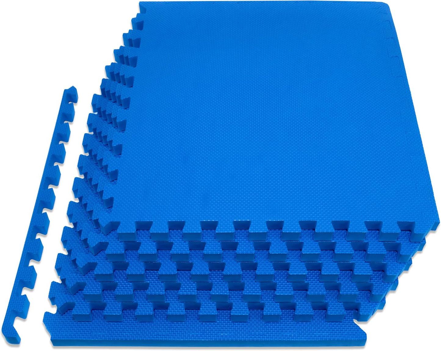 ProsourceFit Extra Thick Exercise Puzzle Mat - ¾-Inch EVA Foam Interlocking Tiles | Cushioned Flooring, Blue, 24 SQ FT (6 Tiles)