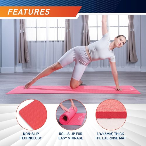 Circuit Fitness Yoga Mats - Non-Slip Multi-Purpose Design with Carrying Strap | Various Thickness & Colors
