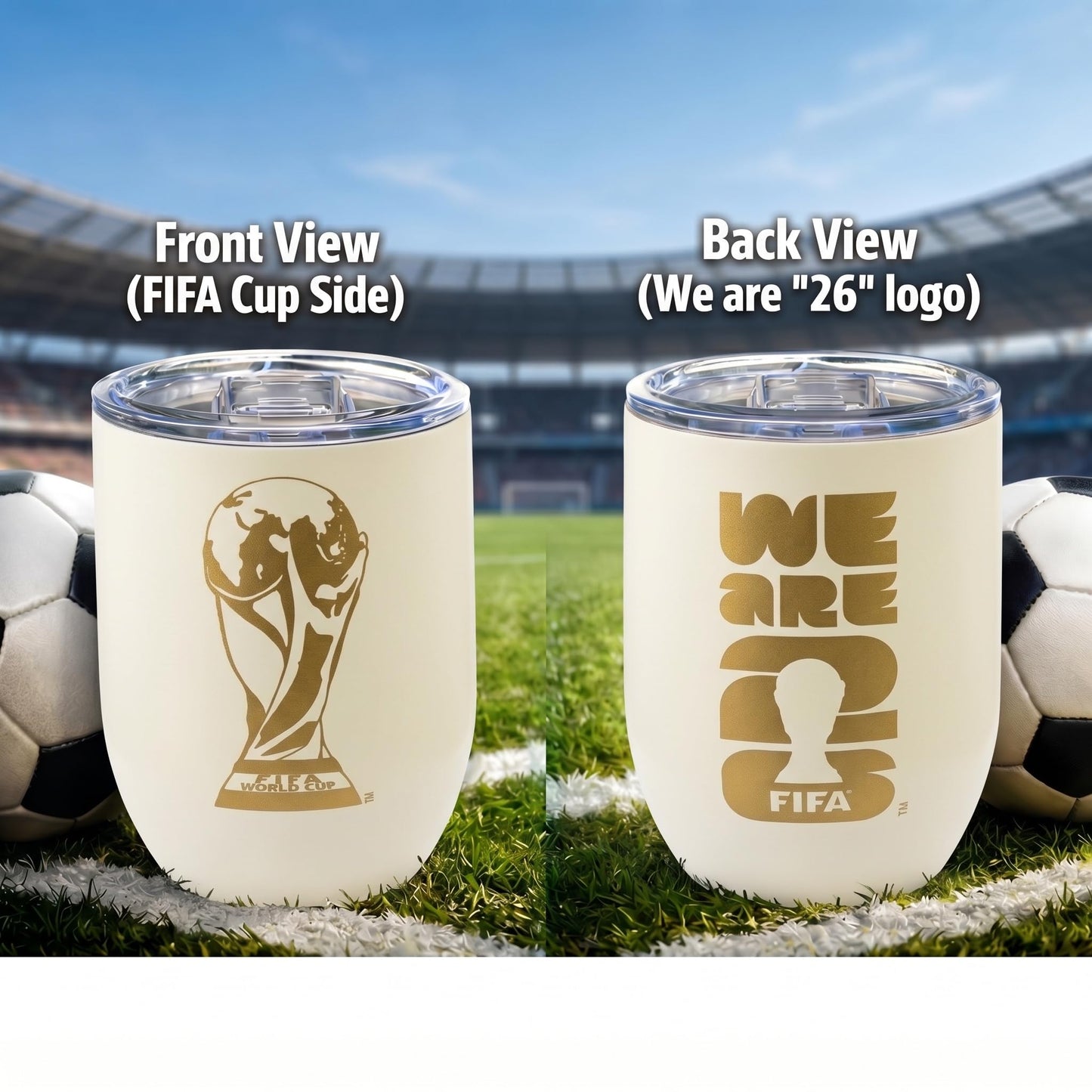 Official 2026 FIFA World Cup 12oz Insulated Wine Tumbler – Stainless Steel, Reusable, Dishwasher Safe - Keeps Drinks Chilled - Crafted for Everyday Use, From Cozy Nights to Vibrant Tailgate