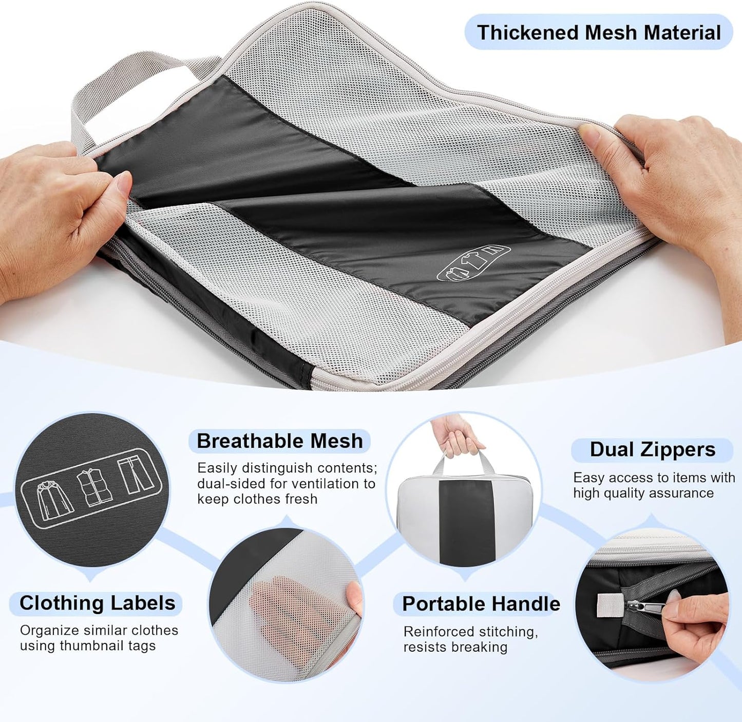 OlarHike Compression Packing Cubes - 10 Set Travel Organizer Bags for Suitcases | Black