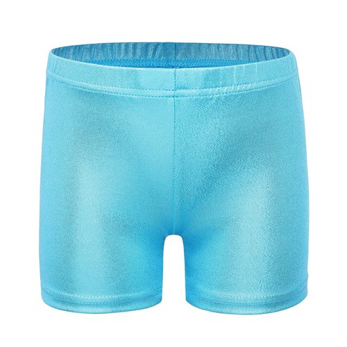 BAOHULU Gymnastics Leotard Girls Shiny Ballet Dance Practice Outfit One Piece Party Costumes KHB284_TealBlue_12A