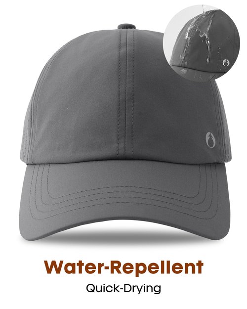 FURTALK Lightweight Quick Dry Baseball Cap Breathable Tucker Hat Laser Cut Air Mesh-Back Cooling Golf Hat, Dark Grey