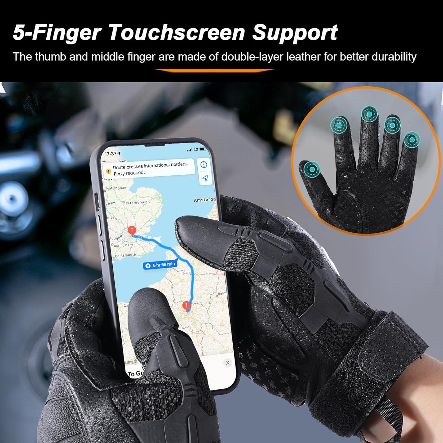 Motorcycle Riding Gloves for Men - Touchscreen, Anti-Slip Grip & Rubber Guard | Ideal for Tactical Airsoft & Dirt Biking