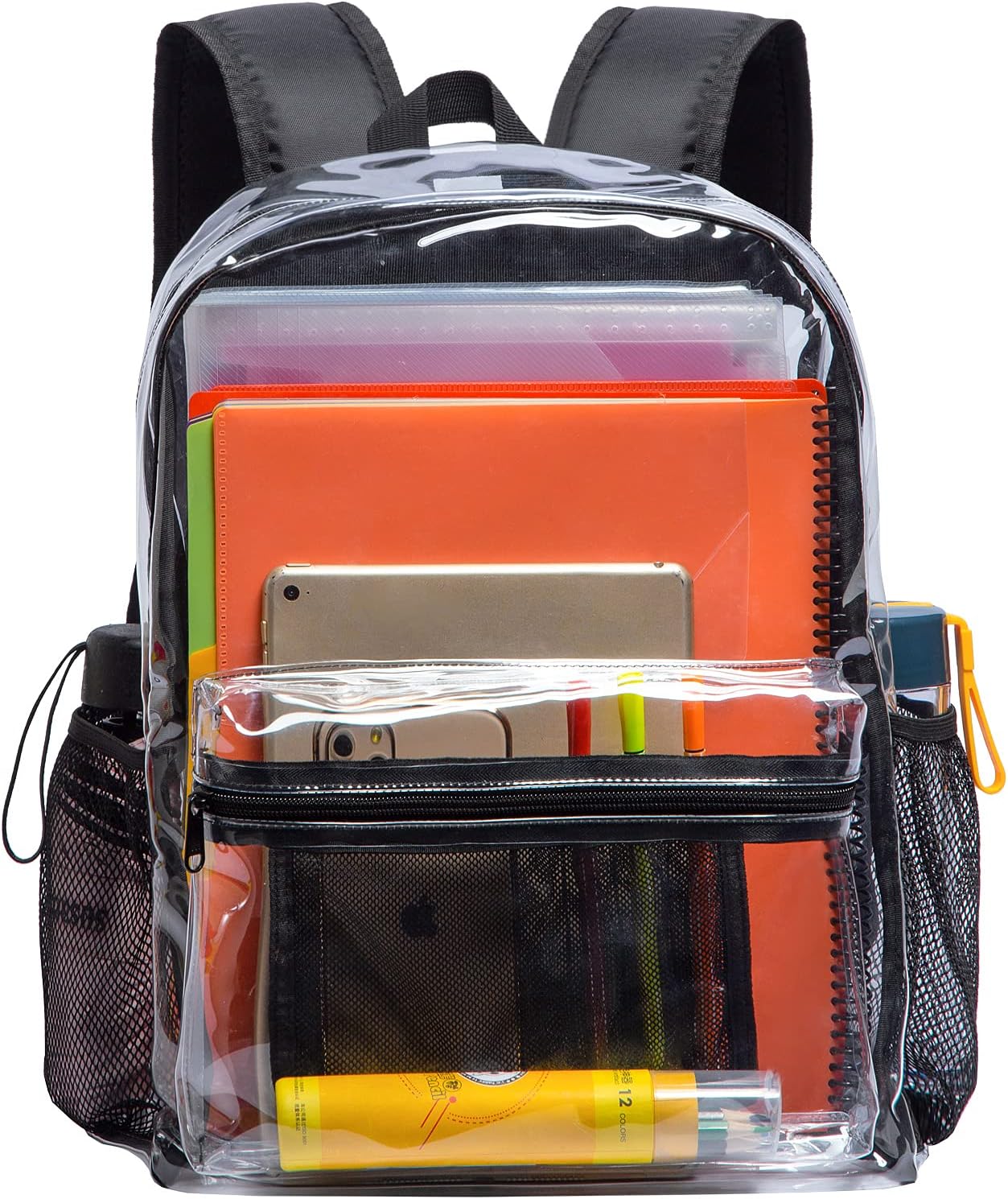 Vorspack Clear Backpack - Heavy Duty Transparent Design for College & Workplace | 2 Pack Black
