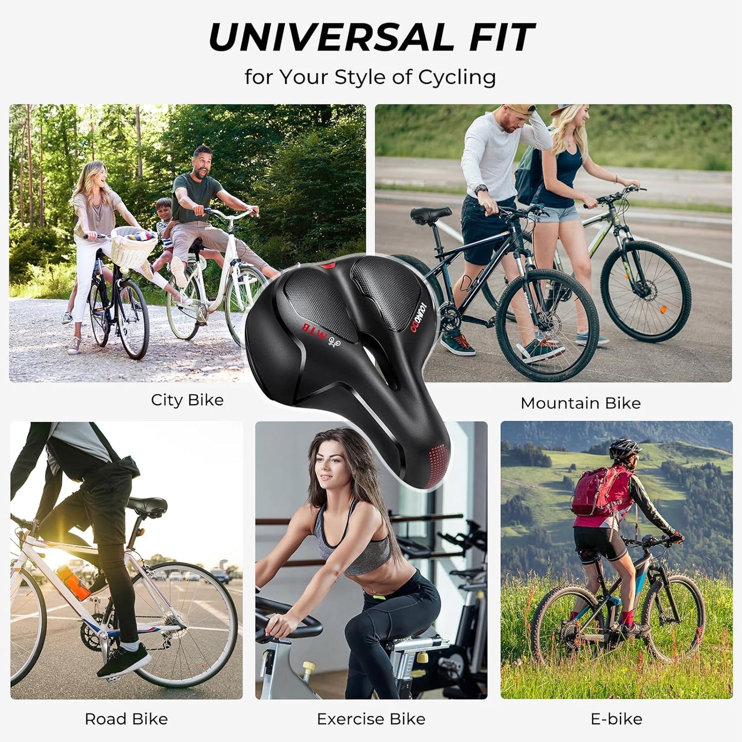 YOUNGDO Bike Seat - Comfortable Wide Gel Saddle for Road & Mountain Bikes | Breathable Design