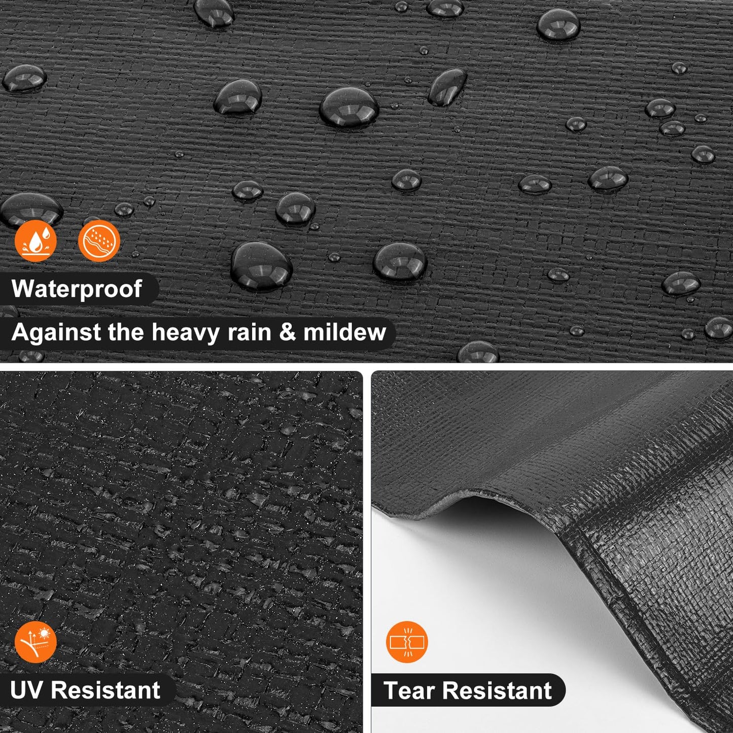 Patiobay Tarp 8x10 Feet, 8 Mil Waterproof Tarps Heavy Duty with Grommets Every 23.6", Thick Plastic Tarp, UV Resistant Tear&Fade Resistant, Reinforced Edges for Outdoor Pool Camp Tent