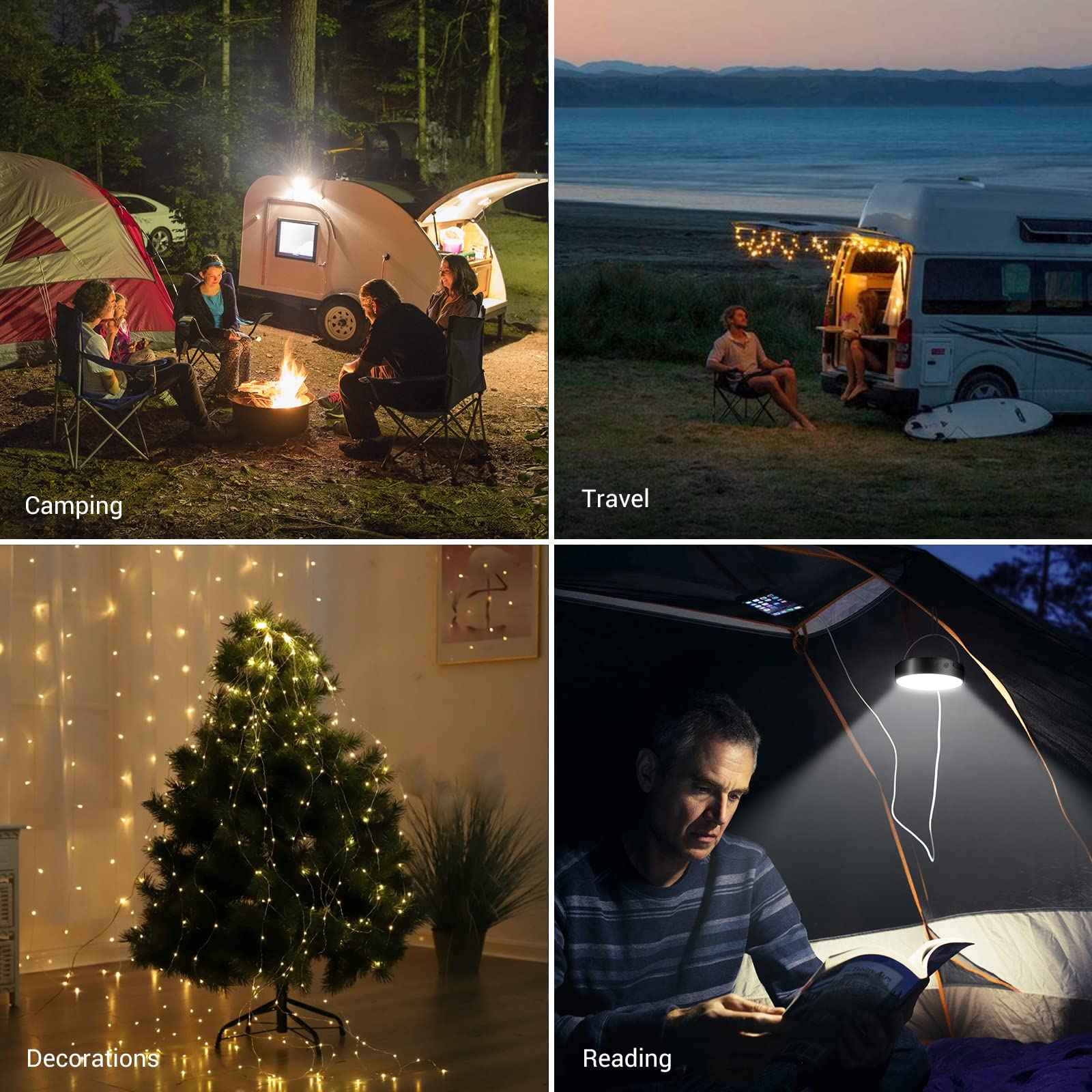 Camping String Light, Solar String Light with Camping Lantern (3 in 1 Design), Rechargeable and Portable for Camping,Emergency, Hiking.