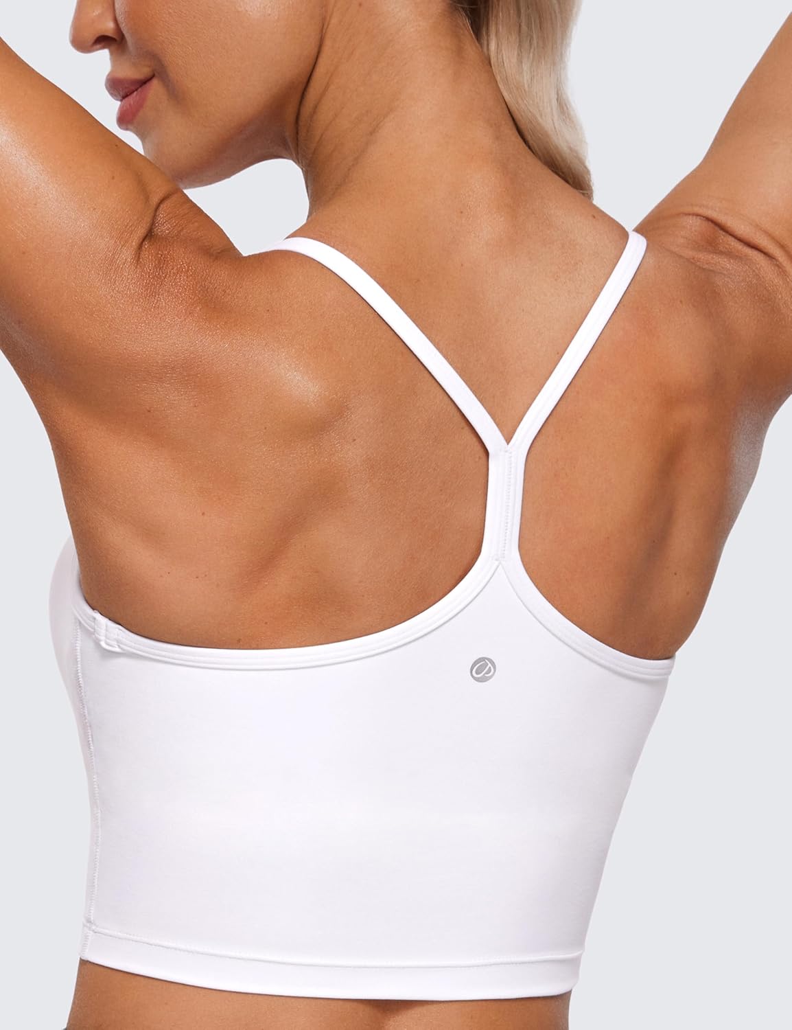 CRZ YOGA Butterluxe Y-Back Crop Tank Top for Women | Padded Racerback Sports Bra in Longline Design