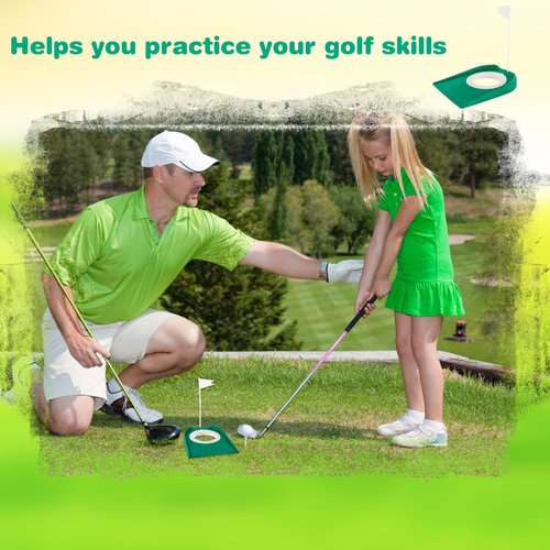 Plukeen 5 Pack Golf Putting Cup with Flag - Plastic Golf Putting Hole Training Aids for Indoor Outdoor Office Garage Backyard Practice