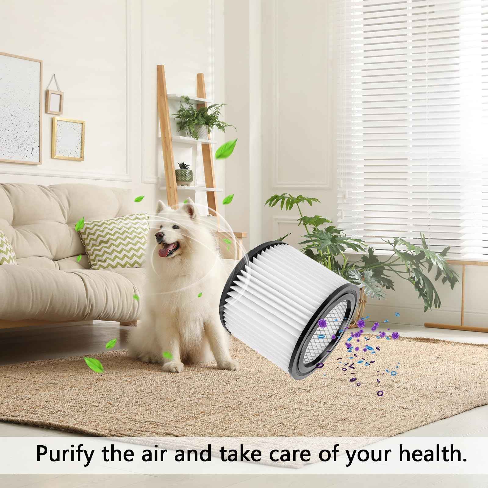 ECOMAID 90398 HEPA Replacement Filter and 90585 Foam Sleeve Filter Compatible with Shop-Vac 90398, 903-98, 9039800, 903-98-00 Hangup Wet/Dry Vacuum Cleaner Spares Cartridge Filter (2 + 4)