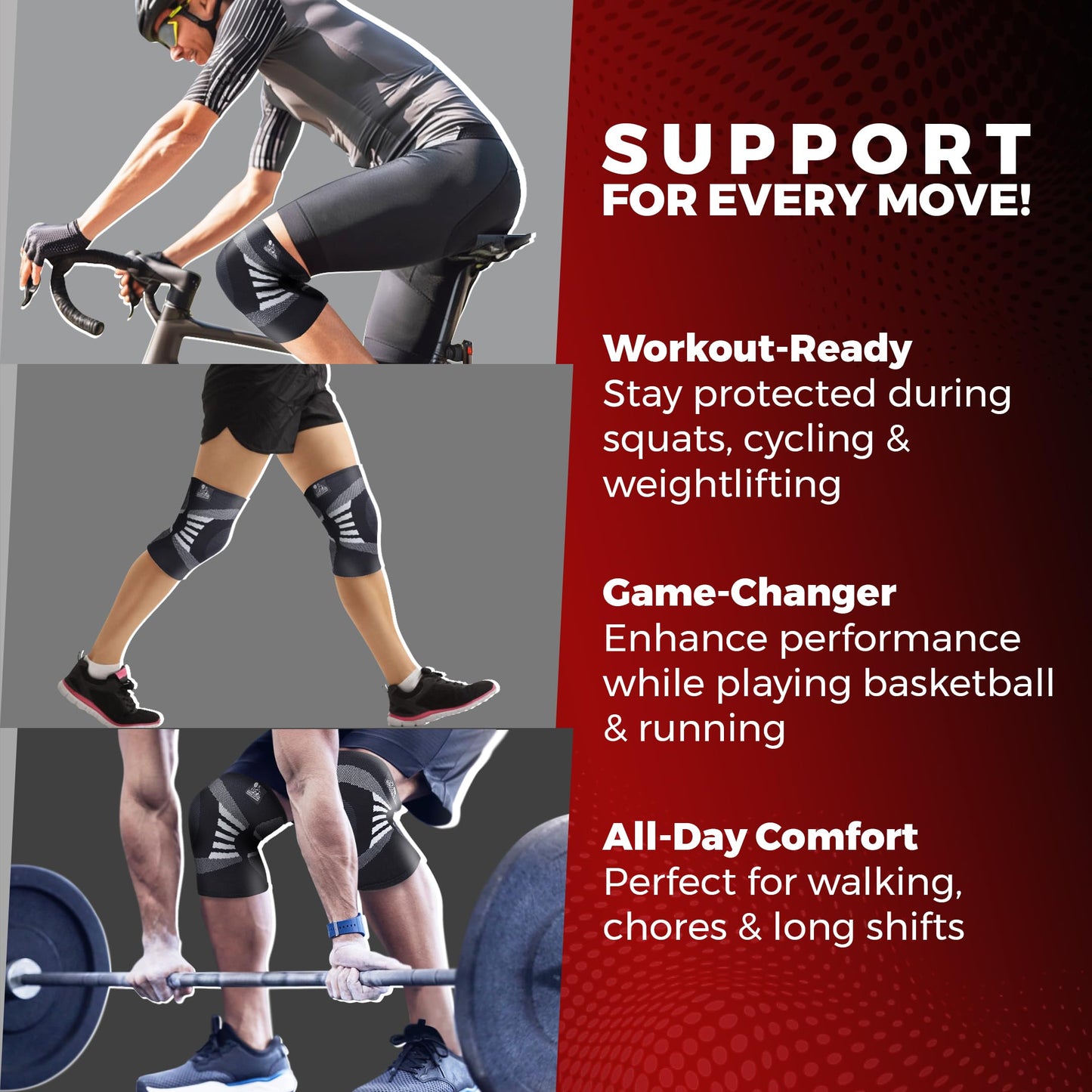 Nordic Lifting Knee Compression Sleeves (1 Pair) - Support for Arthritis Prevention & Recovery (X-Large, Grey)