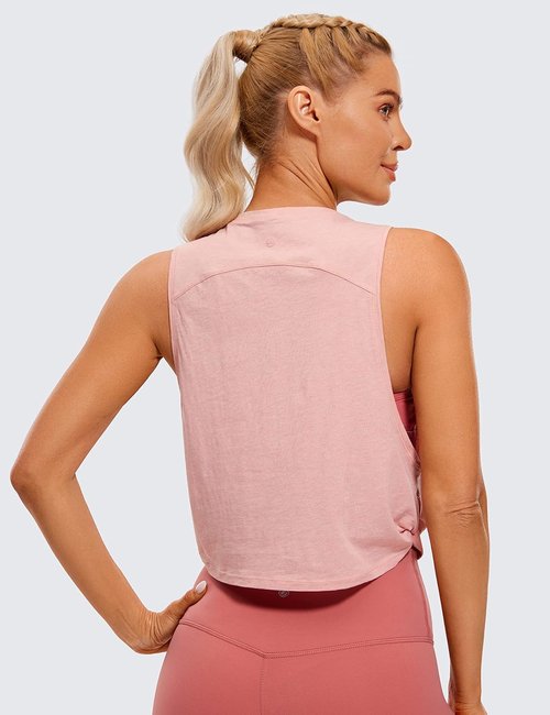 CRZ YOGA Pima Cotton Tank Tops for Women - Loose Fit Sleeveless Workout & Yoga Crop Shirts